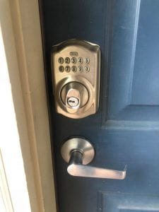 Schlage key pad installed to avoid home lockout - residential