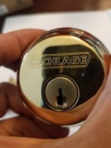 Schlage original single sided deadbolt original parts ready to install by a locksmith front side